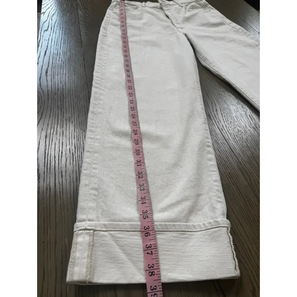 MOTHER The Spitfire Ankle Cuff Jeans White Size 28 High Rise